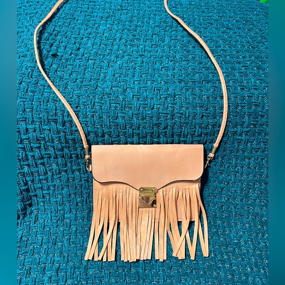 H&M Blush Fringe Pleather Crossbody